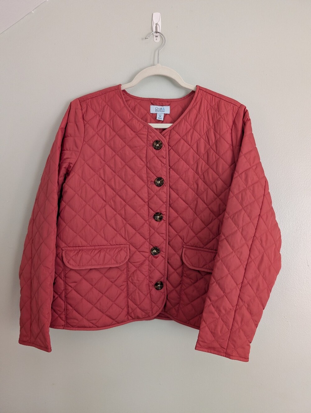 Croft‎ & Barrow Quilted Utility Button Up Jacket in Coral Sz PM Cottagecore